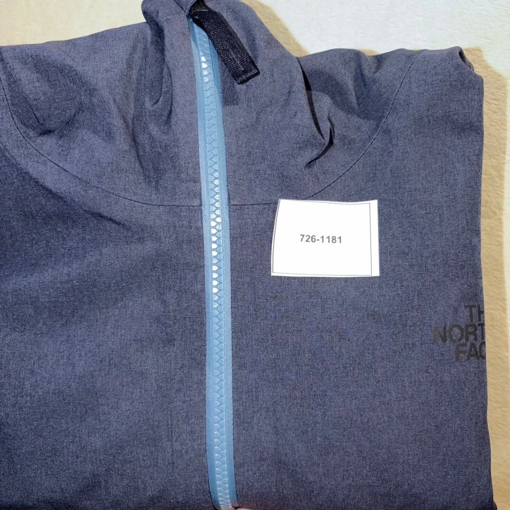 The North Face Mens XL Blue Heather Hooded Softshell Zip Jacket Rain Barr Lake